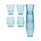 Drinkglas | Alpina | 4 stuks (Stapelbaar, 310 ml, Vissendesign, Turquoise)
