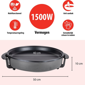 Alpina Elektrische Hapjespan | Alpina | Ø 40 cm (1500W, Anti aanbak, temperatuurregelaar) 871125218202 K170108235 - 7