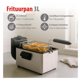 Alpina Frituurpan | Alpina | 3 liter (2000W, RVS) 871125218188 K170101243 - 6