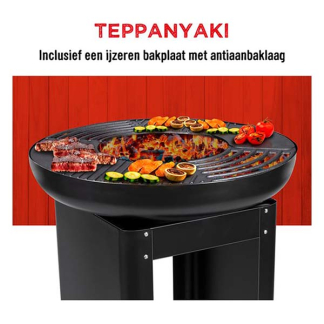 Alpina Houtskool BBQ | Alpina | 3-in-1 (Teppanyaki bakplaat, Tuinhaard, Opslag voor brandhout) 871125219335 871125229074 K170109110 - 3
