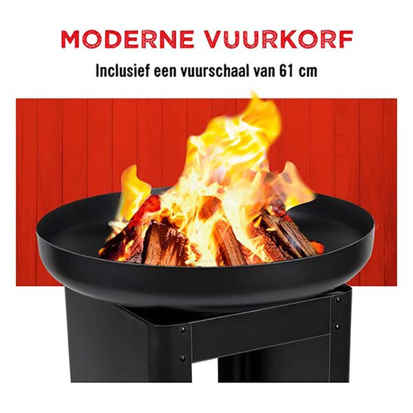 Alpina Houtskool BBQ | Alpina | 3-in-1 (Teppanyaki bakplaat, Tuinhaard, Opslag voor brandhout) 871125219335 871125229074 K170109110 - 4