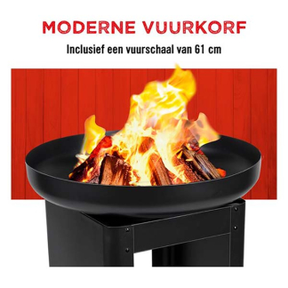 Alpina Houtskool BBQ | Alpina | 3-in-1 (Teppanyaki bakplaat, Tuinhaard, Opslag voor brandhout) 871125219335 871125229074 K170109110 - 4