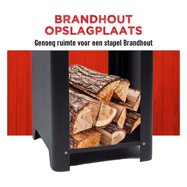 Alpina Houtskool BBQ | Alpina | 3-in-1 (Teppanyaki bakplaat, Tuinhaard, Opslag voor brandhout) 871125219335 871125229074 K170109110 - 5