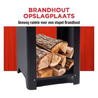 Alpina Houtskool BBQ | Alpina | 3-in-1 (Teppanyaki bakplaat, Tuinhaard, Opslag voor brandhout) 871125219335 871125229074 K170109110 - 5