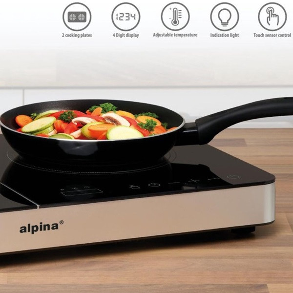 Alpina Inductie kookplaat | Alpina | 2 pits (Kinderslot, Digitaal, 3500W) 871125218303 K170108231 - 2
