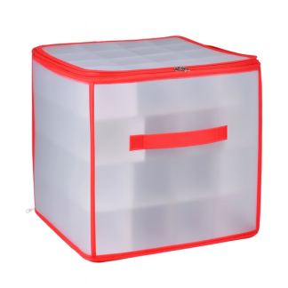 Alpina Kerstballen opbergbox | Alpina | 30 x 30 x 30 cm (Rood/Wit) 871125258684 K151000589
