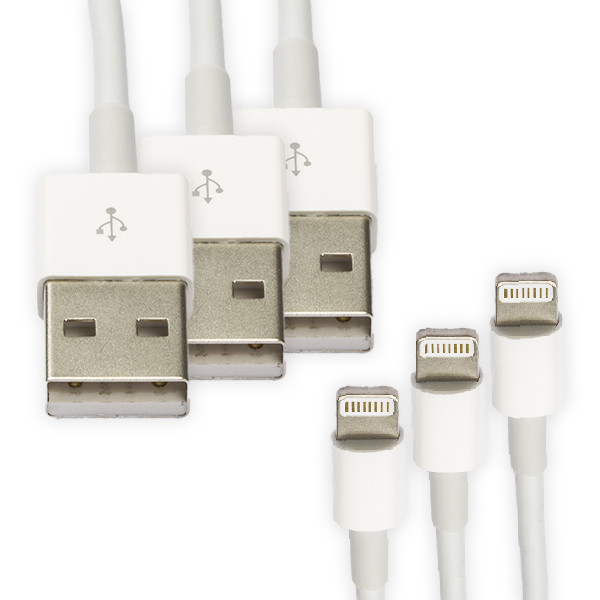 Apple iPhone oplaadkabel | USB A ↔ Lightning | Apple origineel | 3 stuks | 2 meter (Wit)  V070501003 - 1