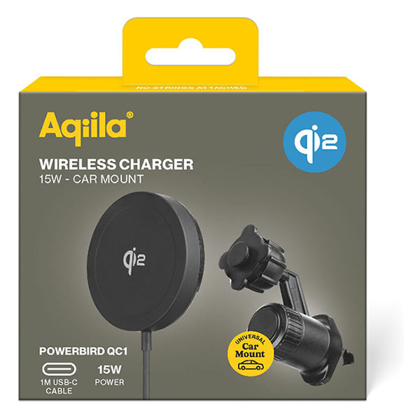 Aqiila Draadloze autolader | Aqiila | Powerbird QC1 (Magnetisch, 360° draaibaar, Klem) AQWCQC1CBI15W377 K010605529 - 3
