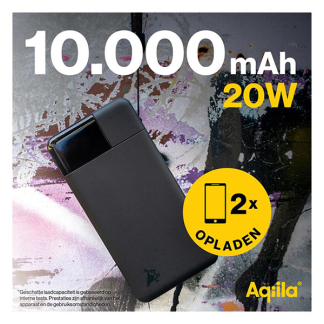 Aqiila Powerbank | Aqiila | Powerbird B10 | 10.000 mAh (1x USB A, 2x USB C, 20W, Zwart) AQPBPBIB10BBK942 K010605520 - 10