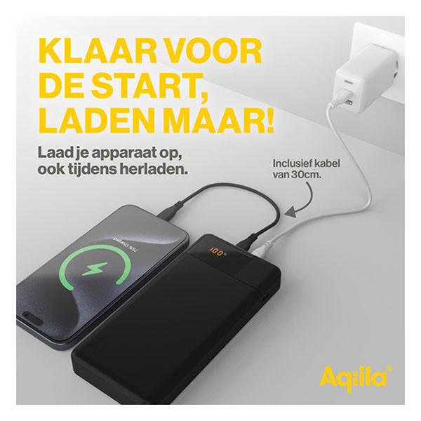 Aqiila Powerbank | Aqiila | Powerbird B20+ | 20.000 mAh (1x USB A, 2x USB C, 65W, Zwart) AQPBPBIB20PBBK966 K010605524 - 6