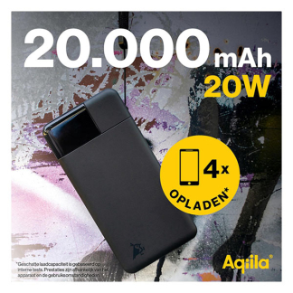 Aqiila Powerbank | Aqiila | Powerbird B20 | 20.000 mAh (1x USB A, 2x USB C, 20W, Zwart) AQPBPBIB20BBK959 K010605522 - 10