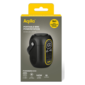 Aqiila Powerstation | Aqiila | Powerbird S140 | 140W (54.000 mAh, 2x USB-A, 2x USB-C, Led-lamp, LCD-scherm) AQPSS140PBI997 K010605509 - 5