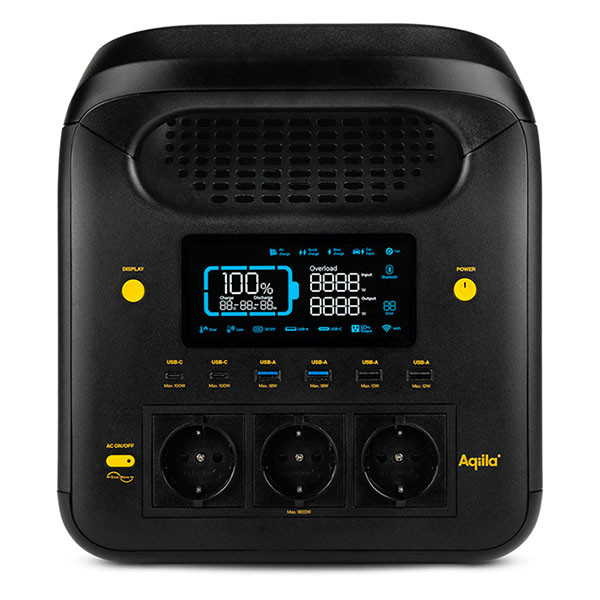 Aqiila Powerstation | Aqiila Powerbird S1800V2 | 24.000 mAh (1800W, 4x USB A, 2x USB C, Led, LCD-scherm, Wifi) AQPS1800V2PBI476 K010605511 - 2