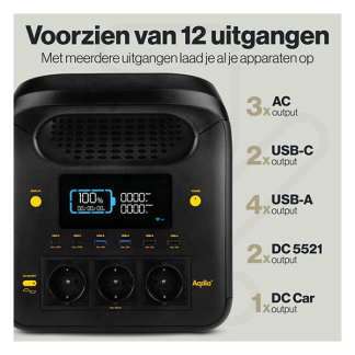 Aqiila Powerstation | Aqiila Powerbird S1800V2 | 24.000 mAh (1800W, 4x USB A, 2x USB C, Led, LCD-scherm, Wifi) AQPS1800V2PBI476 K010605511 - 7