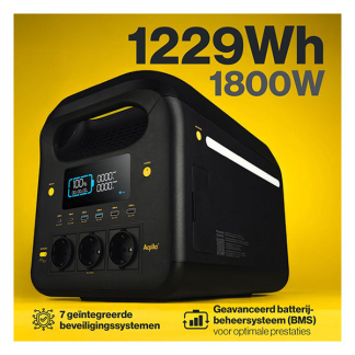 Aqiila Powerstation | Aqiila Powerbird S1800V2 | 24.000 mAh (1800W, 4x USB A, 2x USB C, Led, LCD-scherm, Wifi) AQPS1800V2PBI476 K010605511 - 5