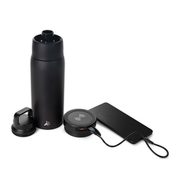 Aqiila Thermosfles met powerbank | Aqiila | Powerbottle | 600 ml (Zwart, RVS) AQPBOPBIBO5BK572 K010605500 - 2