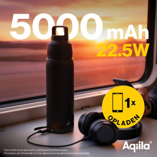 Aqiila Thermosfles met powerbank | Aqiila | Powerbottle | 600 ml (Zwart, RVS) AQPBOPBIBO5BK572 K010605500 - 5