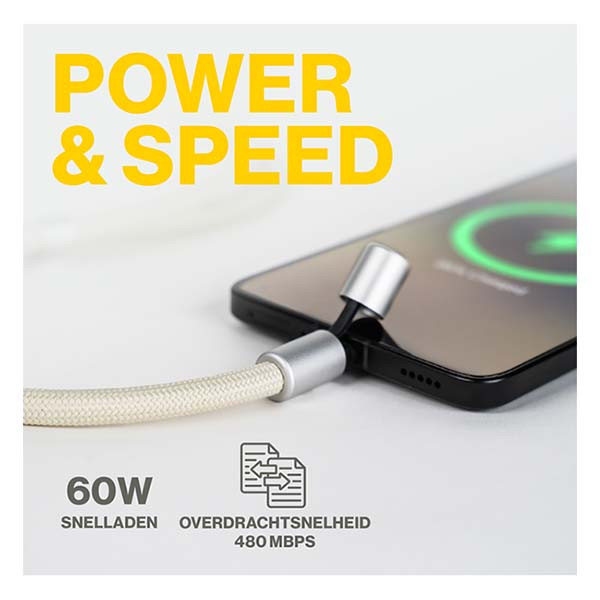 Aqiila USB C telefoonkoord | Aqiila | USB 2.0 (60W, 480 Mbps, Beige) AQLYCBPBICC2SA053 K010605502 - 4
