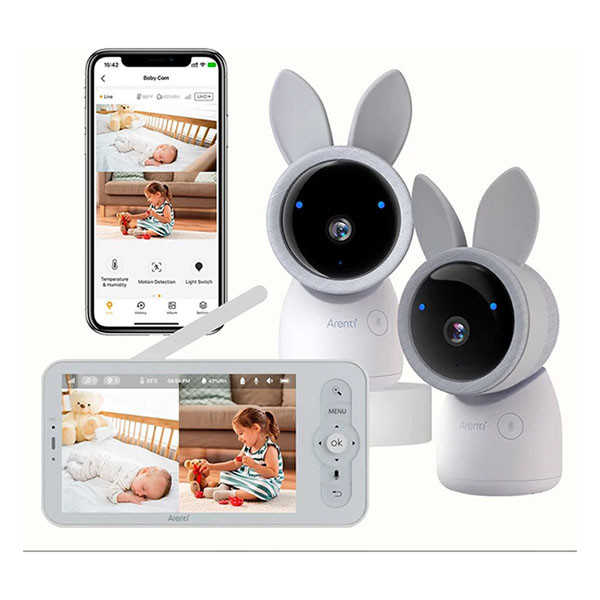 Arenti Babyfoon met 2 camera's | Arenti | AINanny (App, Ouderunit, Slaapliedjes, Gespreksfunctie, Bewegingsdetectie, Nachtzicht) AInanny2-CamKit K170113632 - 2