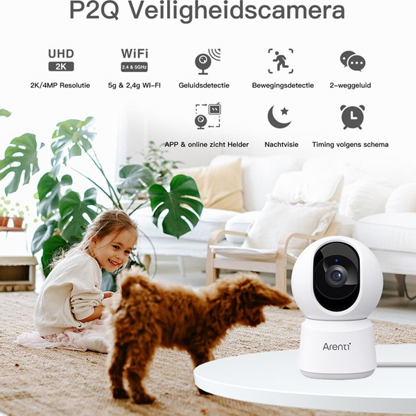 Arenti Beveiligingscamera wifi | Arenti (2.5K, 10 meter nachtzicht, Draaifunctie, Gespreksfunctie, Bewegingsdetectie, Binnen) P2Q K170113627 - 3