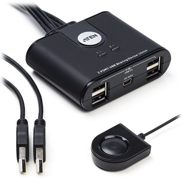 Aten USB switch - USB A naar USB A - Aten (2-poorts, USB 2.0, Schakelaar, led-indicator) US224 K020201000 - 1