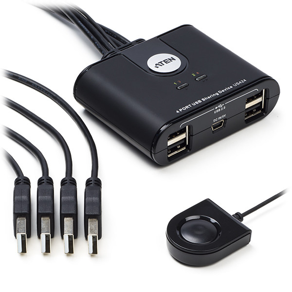 Aten USB switch - USB A naar USB A - Aten (4-poorts, USB 2.0, Schakelaar, led-indicator) US424 K020201001 - 1