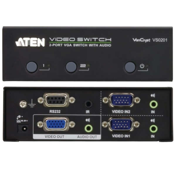 Aten VGA switch | Aten | 2-poorts (Audio/Video, Handmatig) VS0201 k020409000 - 1