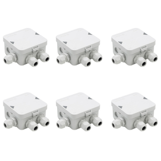 Kabeldoos | Attema | 6 stuks (8 ingangen, Ø14 mm, IP65, 3x M20 Wartels, Wit)