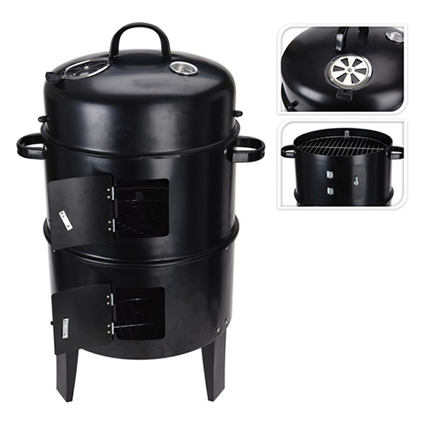 BBQ-Collection BBQ rookoven | ProGarden | Ø 40 x 78 cm (Staal, Houtskool, 2 Grillroosters, Thermometer, Zwart) C83000280 K170105345 - 4