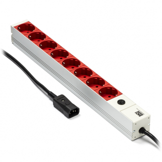 Bachmann 19-inch stekkerdoos | Bachmann | 2 meter (8-voudig, C14 stekker, 1U, Rood/Wit) 19071184 A010806171 - 1