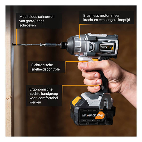 Batavia Accu slagschroevendraaier | Batavia (18V, Brushless, Excl. accu en lader) 7062808 K170114353 - 2