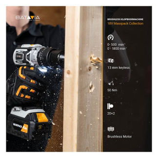 Batavia Klopboormachine | Batavia (18V, Brushless, Koffer, Incl. accu en lader) 7062722 K170114351 - 6