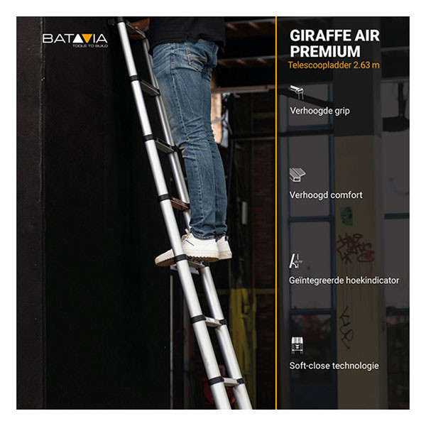 Batavia Ladder | Batavia | Giraffe AIR | 2.63 meter (9 treden, Inschuifbaar) 7063650 K170114375 - 7