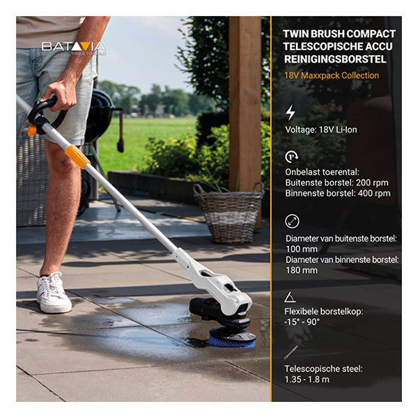 Batavia Reinigingsborstel | Batavia | Twinbrush (18V, Excl. accu en lader) 7064924 K170114320 - 5