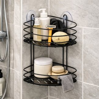 Bathroom Solutions Doucherek | Bathroom Solutions (20 x 20 x 23 cm, Driehoek, 2-laags, Zwart) C80621420 K010830150 - 3