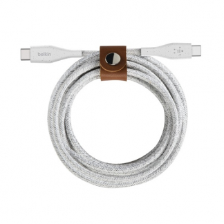 Belkin Apple oplaadkabel | USB C ↔ USB C 2.0 | 1.2 meter (Power Delivery, Nylon, Leren bandje, Wit) F8J241bt04-WHT M010214169 - 
