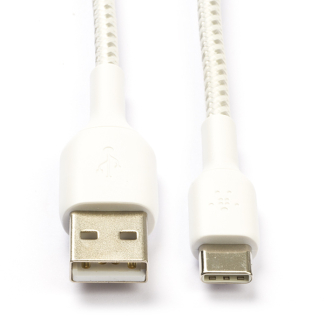 Belkin USB A naar USB C kabel | 1 meter | USB 2.0 (480 Mbps, Nylon, Wit) CAB002bt1MWH K010214157 - 1