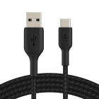 USB A naar USB C kabel | 2 meter | USB 2.0 (Nylon, Zwart)