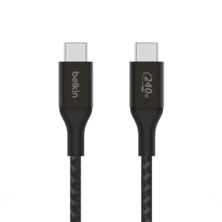 Belkin USB C naar USB C kabel | Belkin | 1 meter | USB 2.0 (240W, 480 Mbps, Nylon, Zwart) CAB015BT1MBK K010221127 - 1