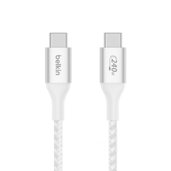 Belkin Vivo oplaadkabel | USB C ↔ USB C | Belkin | 1 meter (USB 2.0, 240W, 480 Mbps, Nylon, Wit) CAB015BT1MWH Z010221126 - 1
