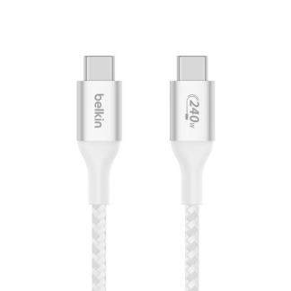 Belkin Vivo oplaadkabel | USB C ↔ USB C | Belkin | 1 meter (USB 2.0, 240W, 480 Mbps, Nylon, Wit) CAB015BT1MWH Z010221126 - 1