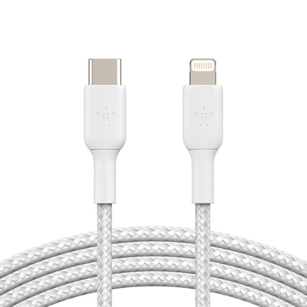 Belkin iPad oplaadkabel | USB C ↔ Lightning | Belkin | 1 meter (USB 2.0, 12W, 480 Mbps, Nylon, Wit) CAA004BT1MWH I010221134 - 1