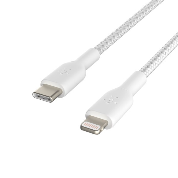 Belkin iPhone oplaadkabel | USB C ↔ Lightning | Belkin | 1 meter (USB 2.0, 12W, 480 Mbps, Nylon, Wit) CAA004BT1MWH A010221134 - 2