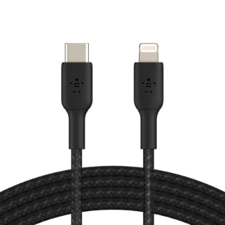 Belkin iPhone oplaadkabel | USB C ↔ Lightning | Belkin | 1 meter (USB 2.0, 12W, 480 Mbps, Nylon, Zwart) CAA004BT1MBK A010221135 - 1
