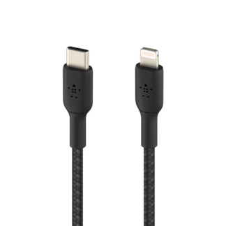 Belkin iPhone oplaadkabel | USB C ↔ Lightning | Belkin | 1 meter (USB 2.0, 12W, 480 Mbps, Nylon, Zwart) CAA004BT1MBK A010221135 - 2