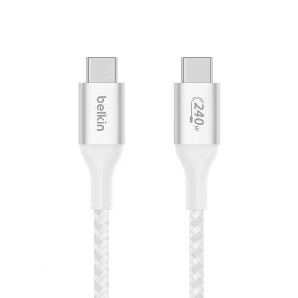Belkin iPhone oplaadkabel | USB C ↔ USB C | Belkin | 1 meter (USB 2.0, 240W, 480 Mbps, Nylon, Wit) CAB015BT1MWH A010221126 - 1