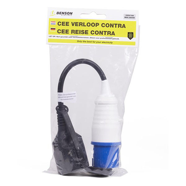 Benson CEE verloopkabel | Benson | 0.35 meter (16A, 230V, 3x1.5mm², IP44, Schuko naar CEE mannelijk) 3269 K010806067 - 3