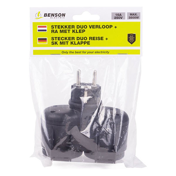Benson Verloopstekker | Benson | 2-voudig (16A, Geaard, IP44, Zwart) 8567 K170104893 - 4