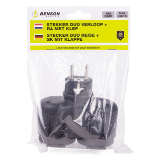Benson Verloopstekker | Benson | 2-voudig (16A, Geaard, IP44, Zwart) 8567 K170104893 - 4