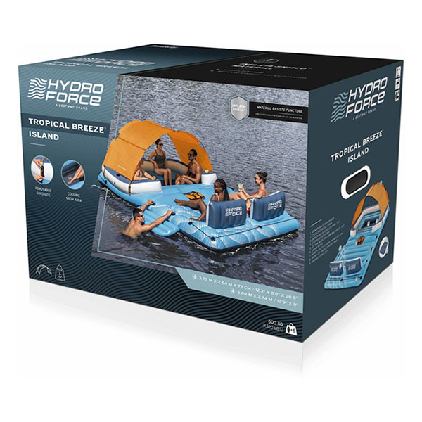 Bestway Opblaasbaar eiland | Bestway | Hydro Force | 373 x 264 x 73 cm (Met bekerhouders, zonnescherm, koeltas en ankertas, Max. 600 kg) 7035066415 K170112216 - 9